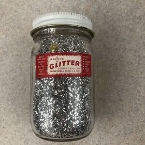 Vintage Pactra Silver Glitter Double Plated 4oz Glass‎ Shaker Jar 18CC